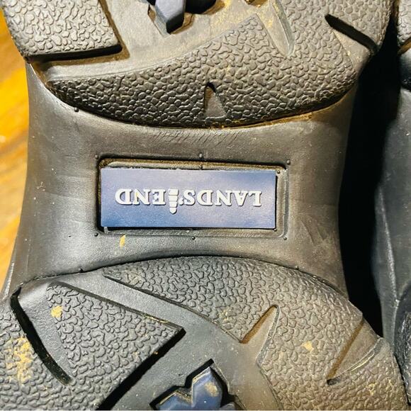 Lands’ End Black Suede & Fleece Winter Boots Women’s 8B Lug Soles Zippered Back - Picture 3 of 11